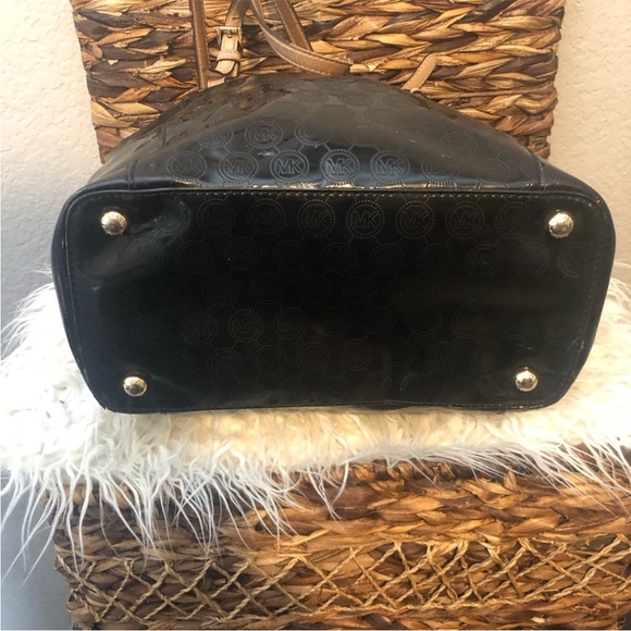 Michael Kors Large Tote Coated Canvas Leather Tech Handbag Black Jet Set - Picture 5 of 14